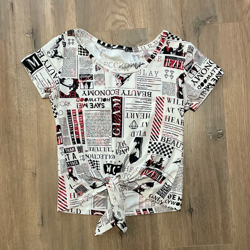 Newspaper Crop Top Tee
